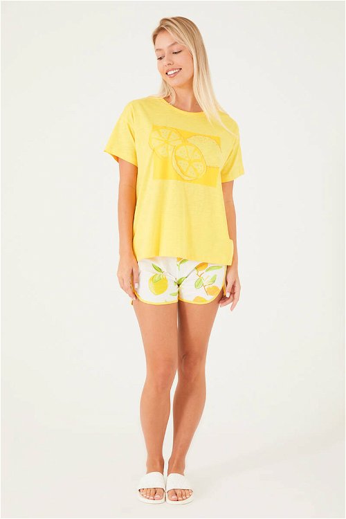 Rolypoly Lemon Pattern Sarı Kadın Şort Takım