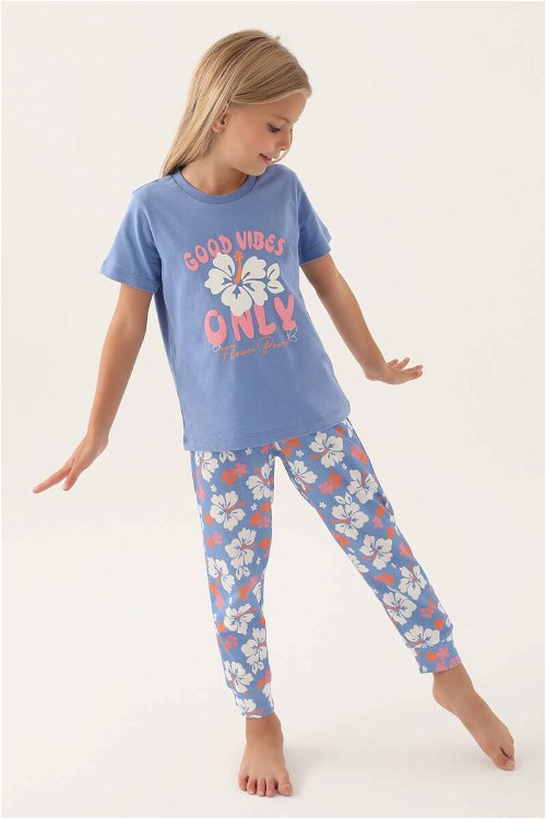 RolyPoly Good Açık İndigo Kız Çocuk Pijama Takımı