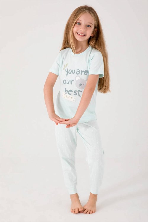 Rolypoly Gift Yeşil Kız Çocuk Kısa Kol Pijama Takım