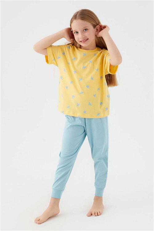 Rolypoly Flying Sarı Kız Çocuk Kısa Kol Pijama Takım