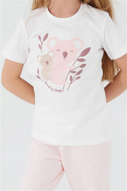 Rolypoly Teddy Bears Beyaz Kız Çocuk Kısa Kol Pijama Takım