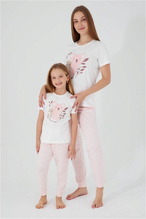 Rolypoly Teddy Bears Beyaz Kız Çocuk Kısa Kol Pijama Takım