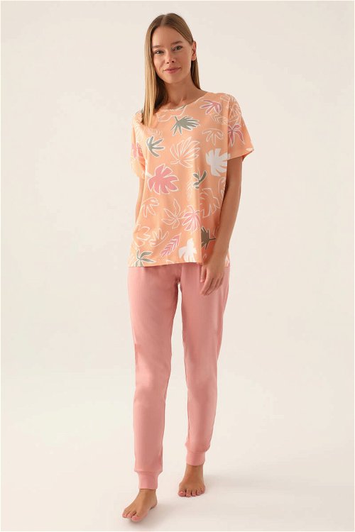 RolyPoly Pink Somon Kadın Kısa Kol Pijama Takımı