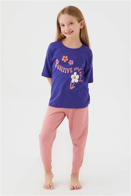 Rolypoly Positive And Happy Mor Kız Çocuk Kısa Kol Pijama Takım