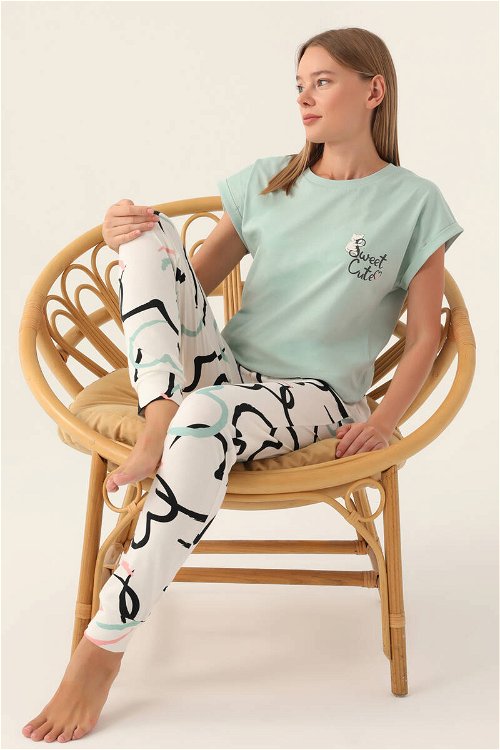 RolyPoly Cute Yeşil Kadın Kısa Kol Pijama Takımı