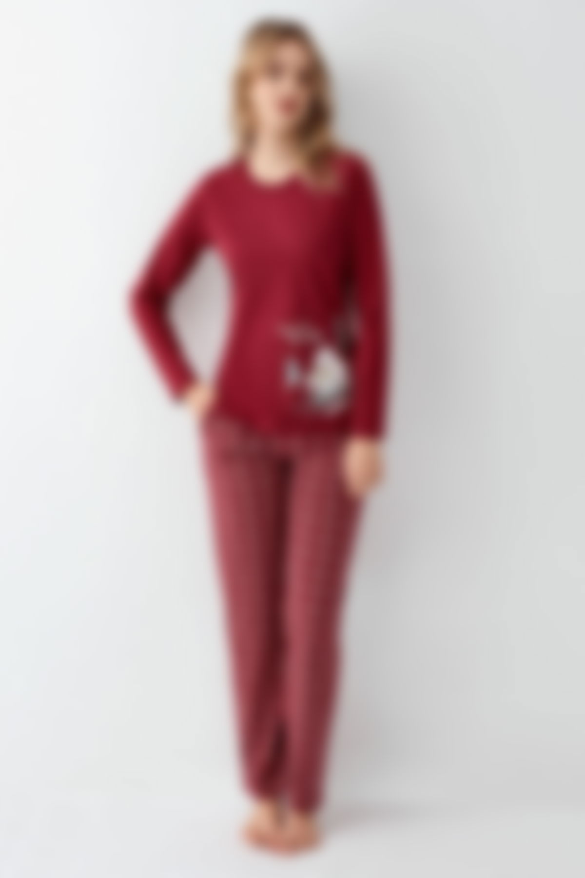 Arnetta - Arnetta Kadın Bordo Pijama Takımı