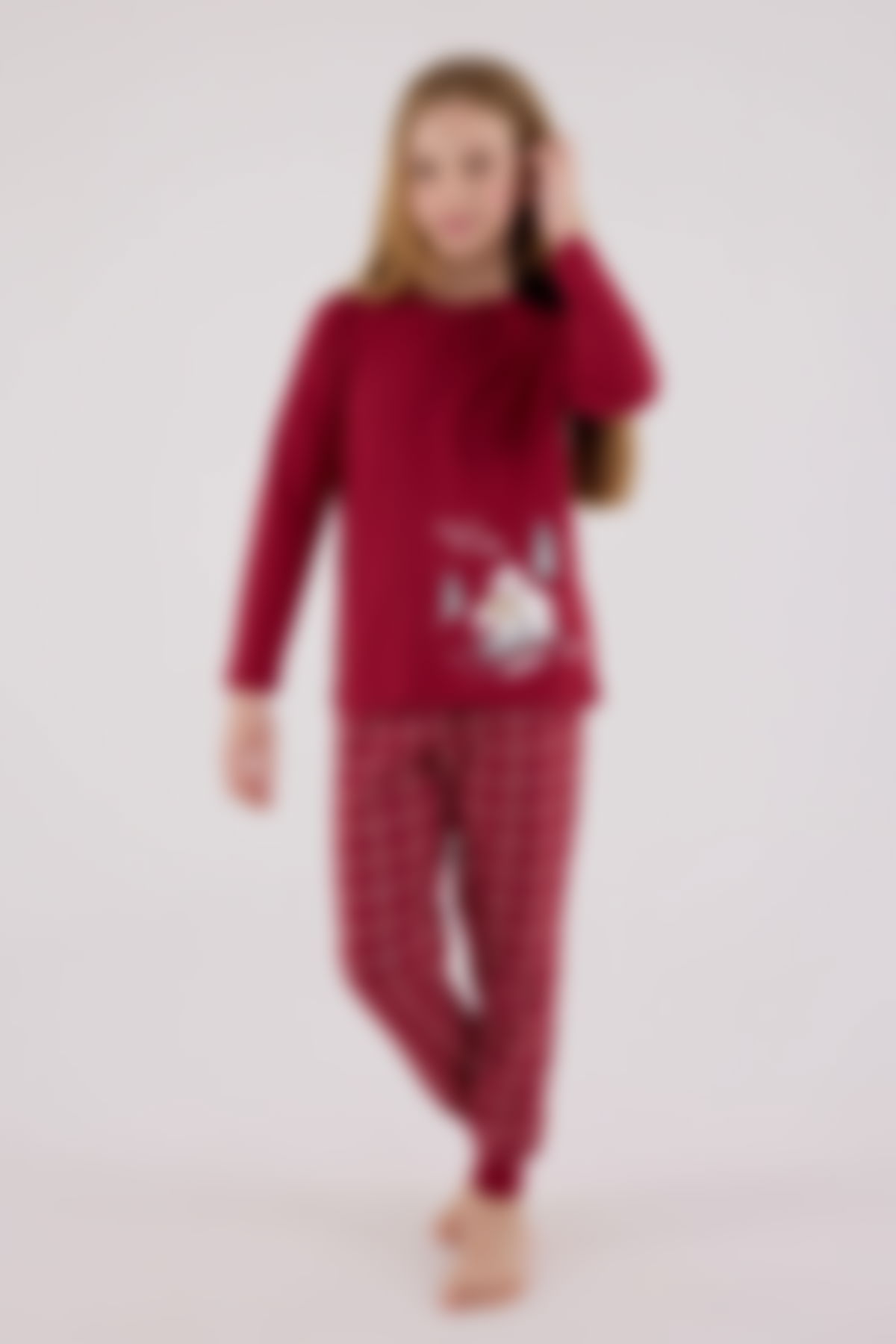 Arnetta - Arnetta Kız Çocuk Bordo Pijama Takımı