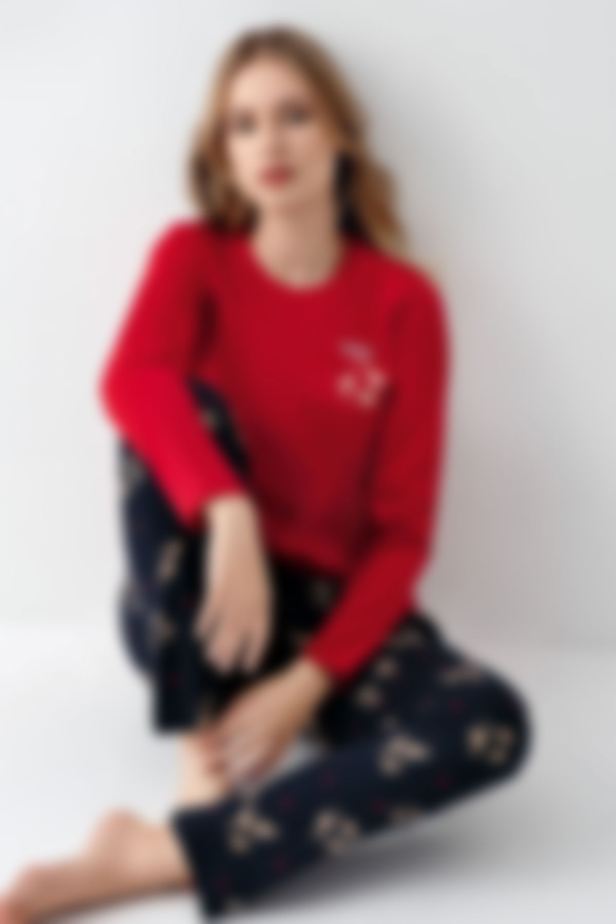 Arnetta - Arnetta Kadın Kırmızı Pijama Takımı