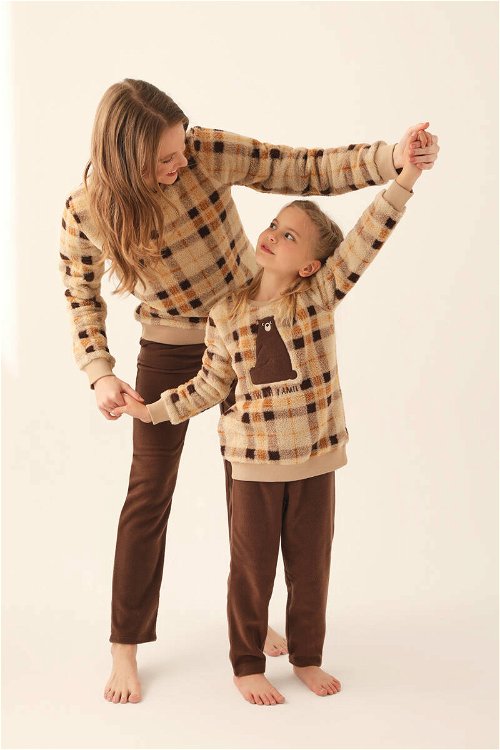 Arnetta Family Kahverengi Kadın Uzun Kol Pijama Takım