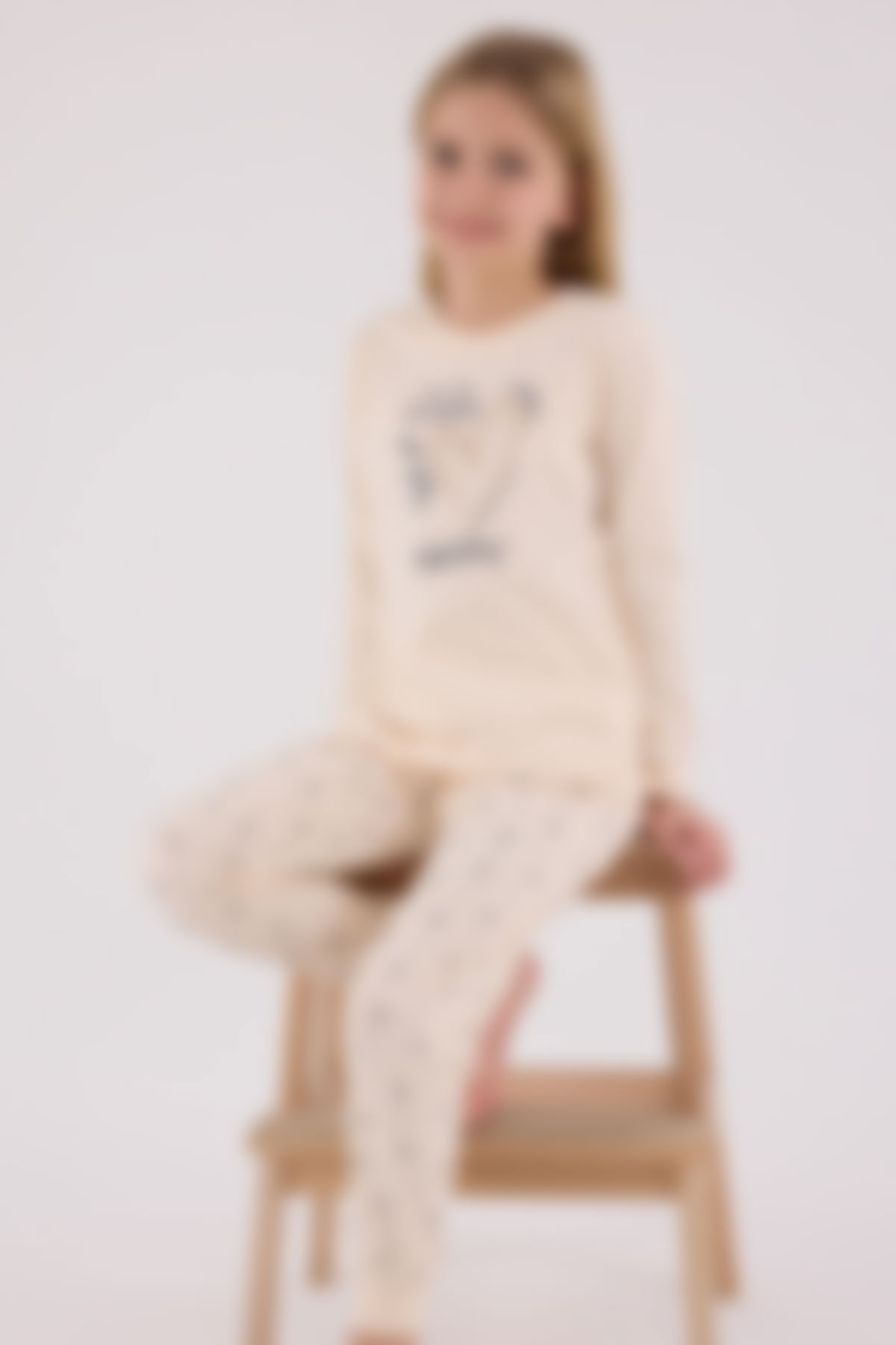 Arnetta - Arnetta Kız Çocuk Krem Pijama Takımı