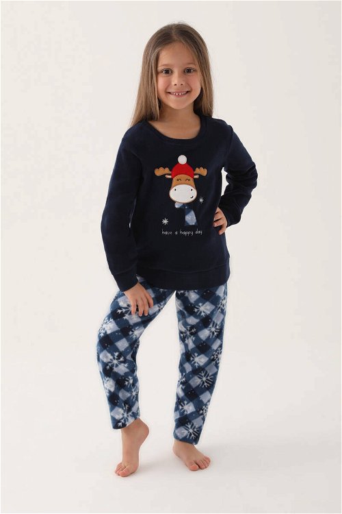 Arnetta Happy Snows Lacivert Kız Çocuk Uzun Kol Pijama Takım