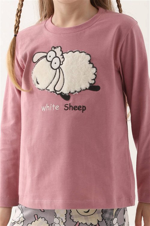 Arnetta White Sheep Pembe Kız Çocuk Uzun Kol Pijama Takım