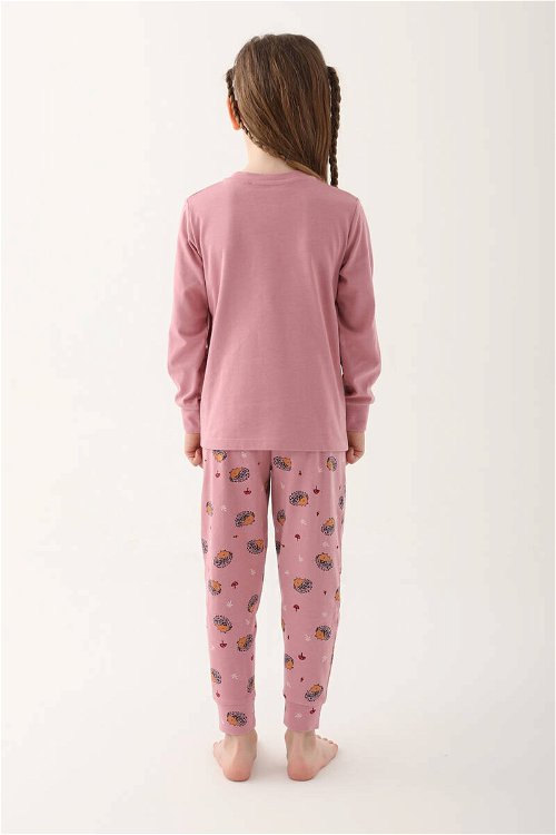 Arnetta Awesome Hedgehog Mor Kız Çocuk Uzun Kol Pijama Takım