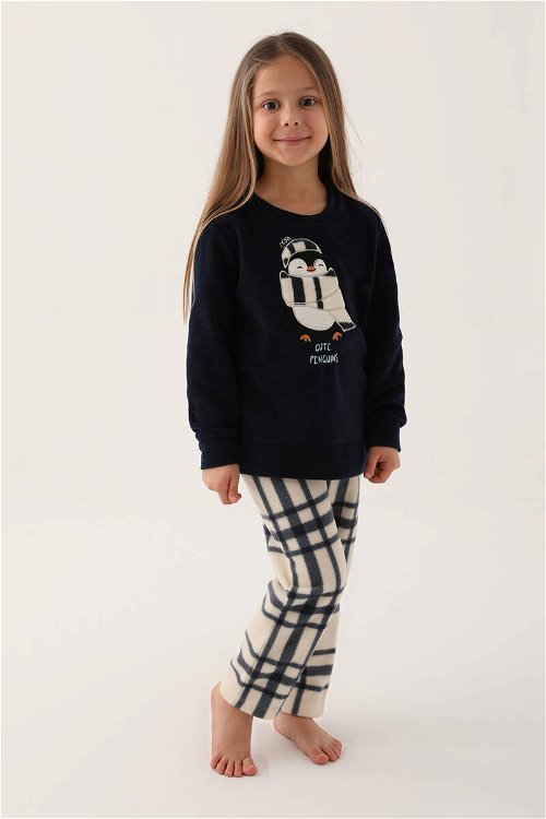 Arnetta Little Penguin Lacivert Kız Çocuk Uzun Kol Pijama Takım