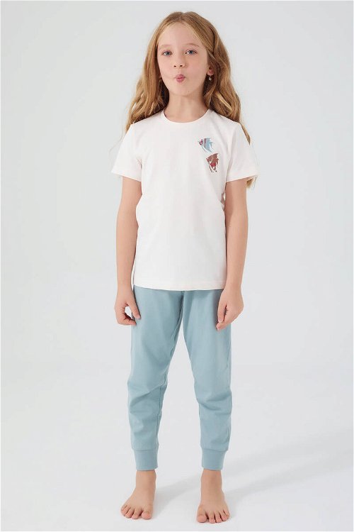 Arnetta Angel Fish Beyaz Kız Çocuk Kısa Kol Pijama Takım