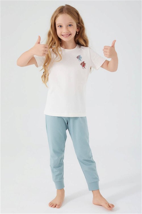 Arnetta Angel Fish Beyaz Kız Çocuk Kısa Kol Pijama Takım