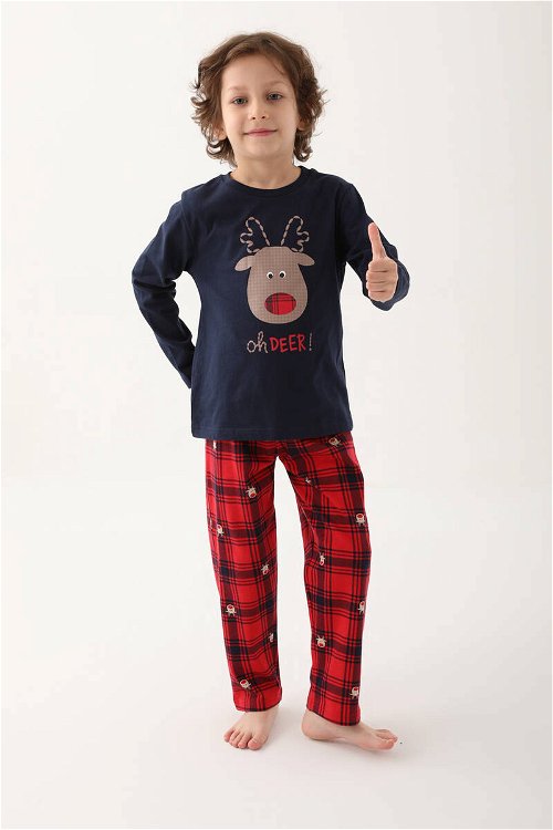 Arnetta Lacivert Erkek Çocuk Uzun Kol Pijama Takım
