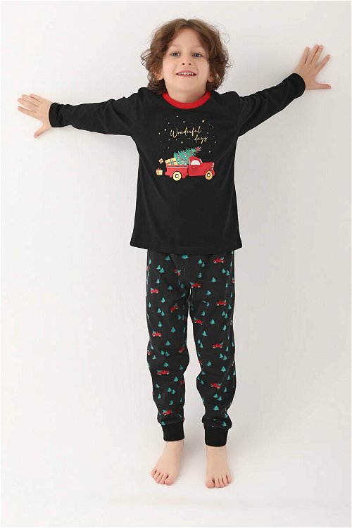 Arnetta Stars Siyah Erkek Çocuk Uzun Kol Pijama Takım