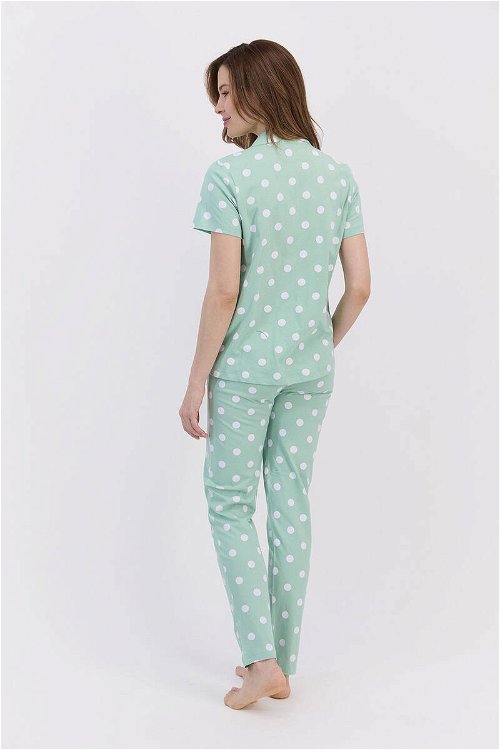 Arnetta Spotted Nil Yeşili Kadın Gömlek Pijama Takımı