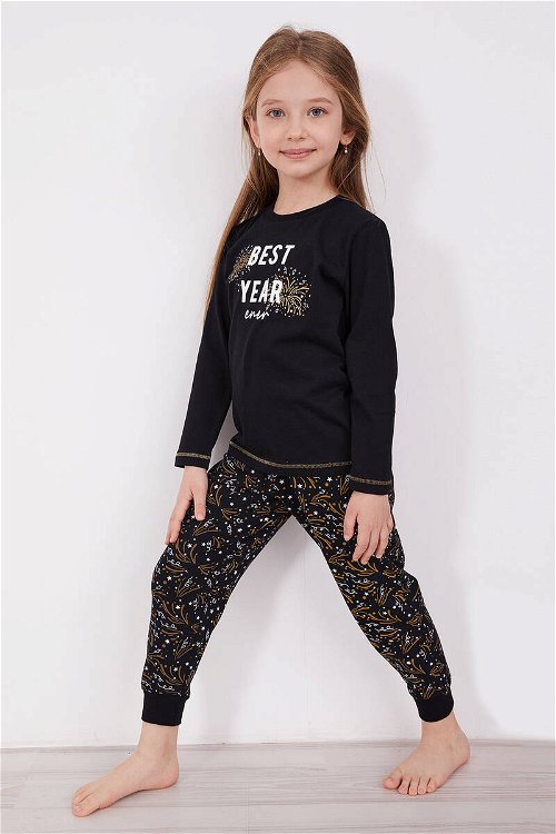Arnetta Best Year Energy Siyah Kız Çocuk Uzun Kol Pijama Takım