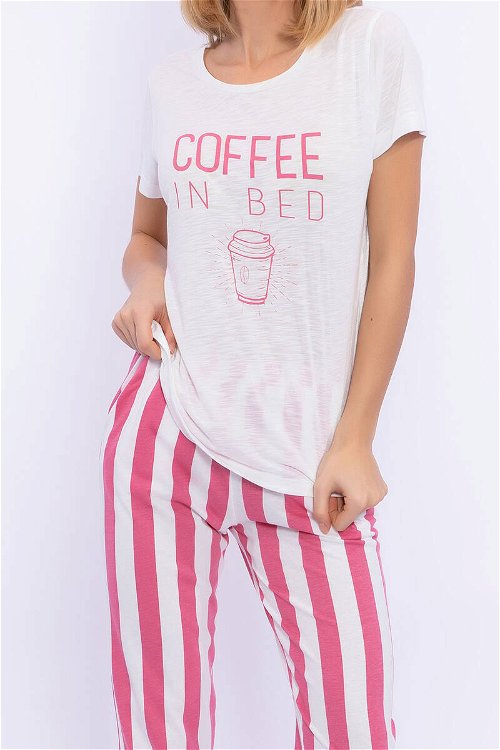 Arnetta Coffee In Bed Krem Slim Fit Kadın Pijama Takımı