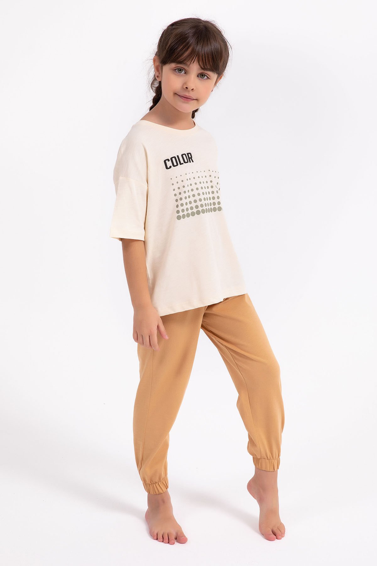 Arnetta Color Fildişi Salaş Kız Çocuk Pijama Takımı