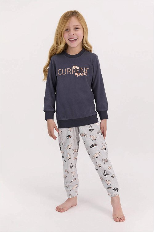 Arnetta Current Mood Antrasit Kız Çocuk Uzun Kol Pijama Takımı