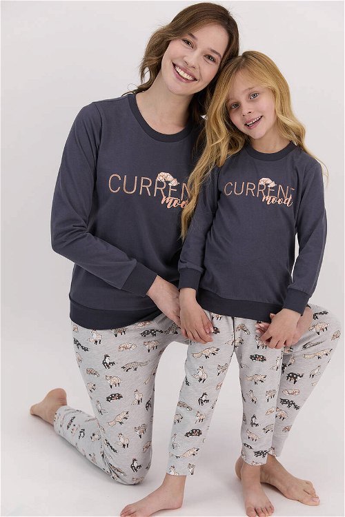 Arnetta Current Mood Antrasit Kız Çocuk Uzun Kol Pijama Takımı