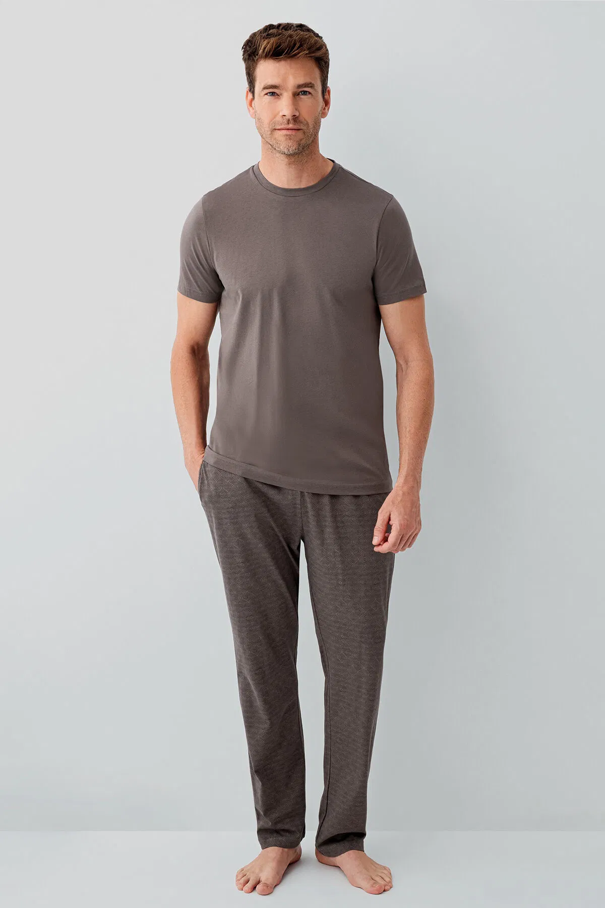Arnetta - Arnetta Erkek Kahverengi Pijama Takım (1)