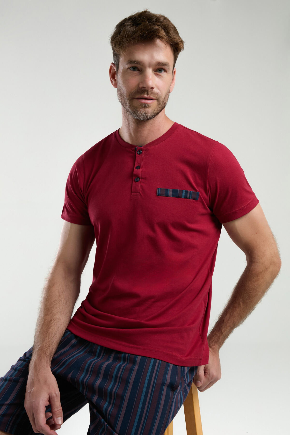 Arnetta - Arnetta Erkek Bordo Pijama Takımı