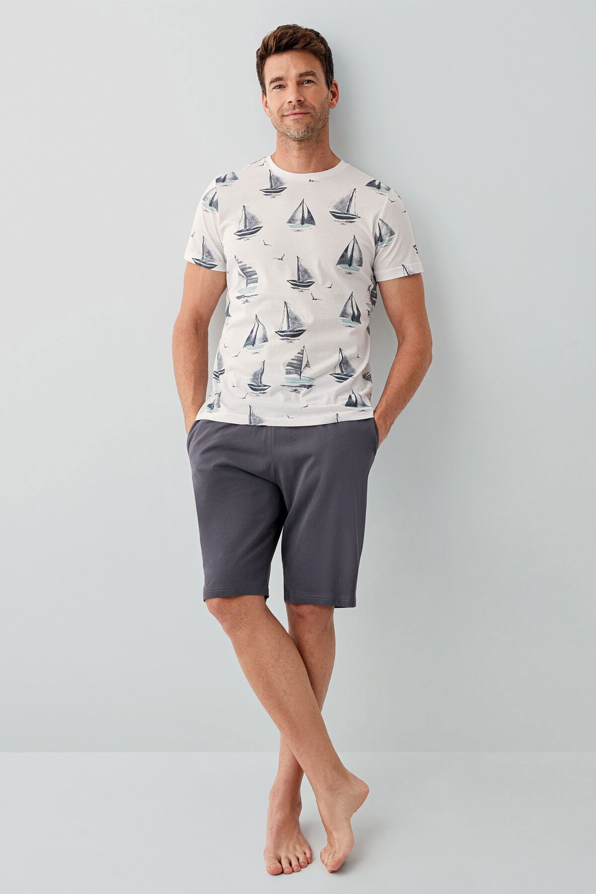 Arnetta - Arnetta Erkek Beyaz Bermuda Takım (1)