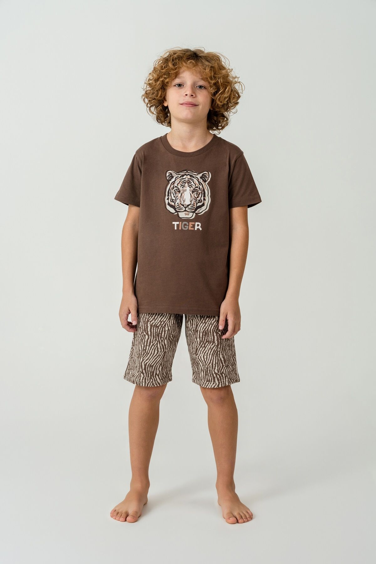 Arnetta - Arnetta Erkek Çocuk Kahverengi Bermuda Takım (1)