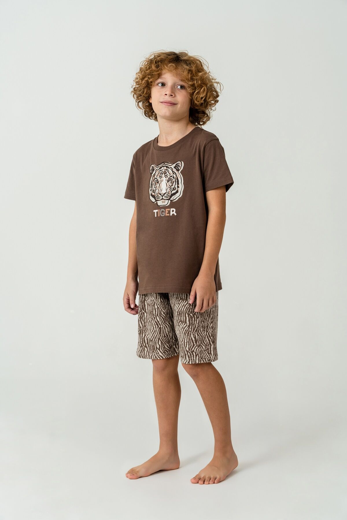 Arnetta - Arnetta Erkek Çocuk Kahverengi Bermuda Takım