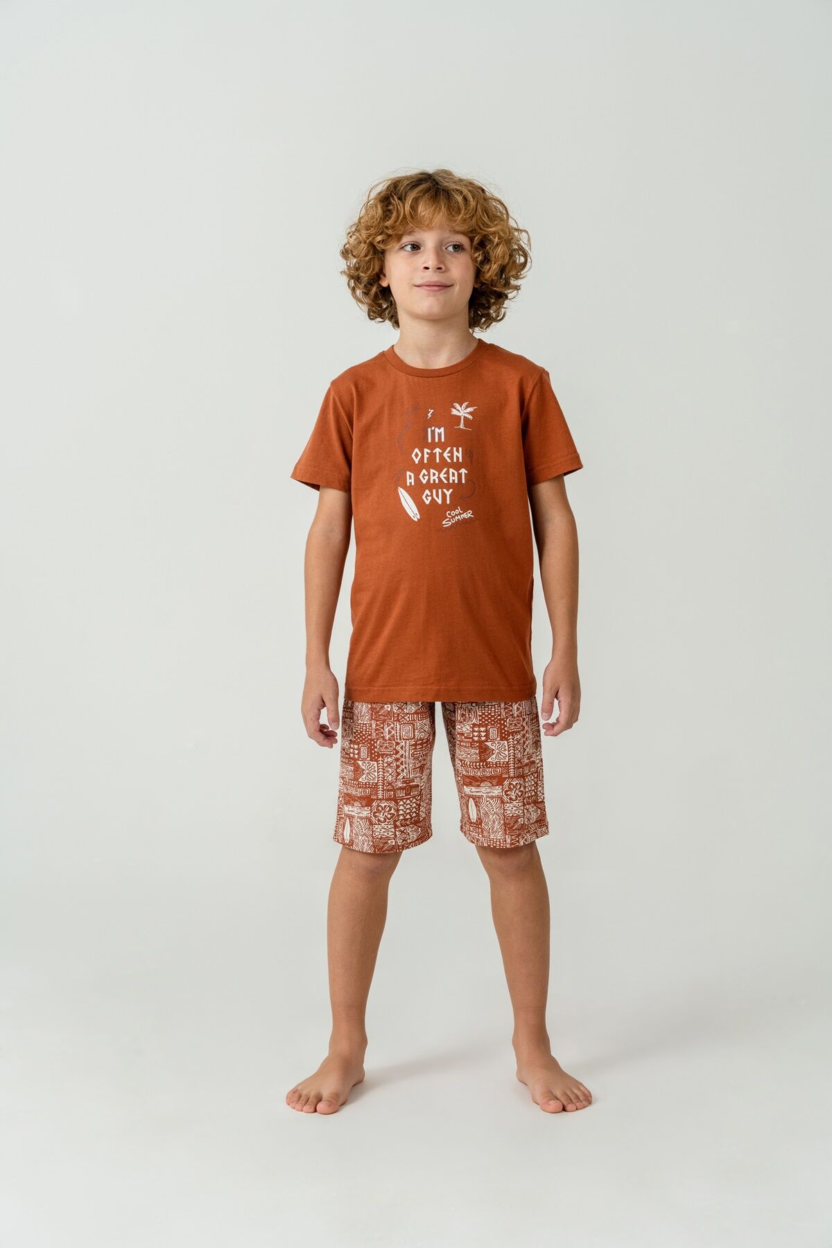 Arnetta - Arnetta Erkek Çocuk Kahverengi Bermuda Takım (1)