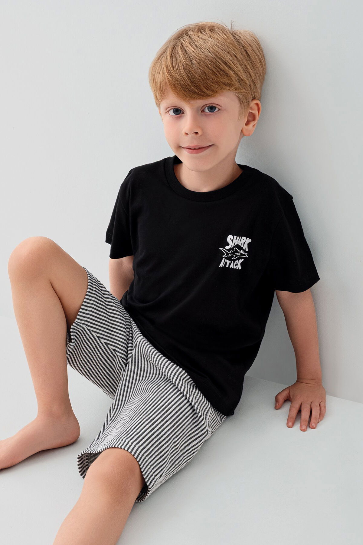 Arnetta - Arnetta Erkek Çocuk Siyah Bermuda Takım