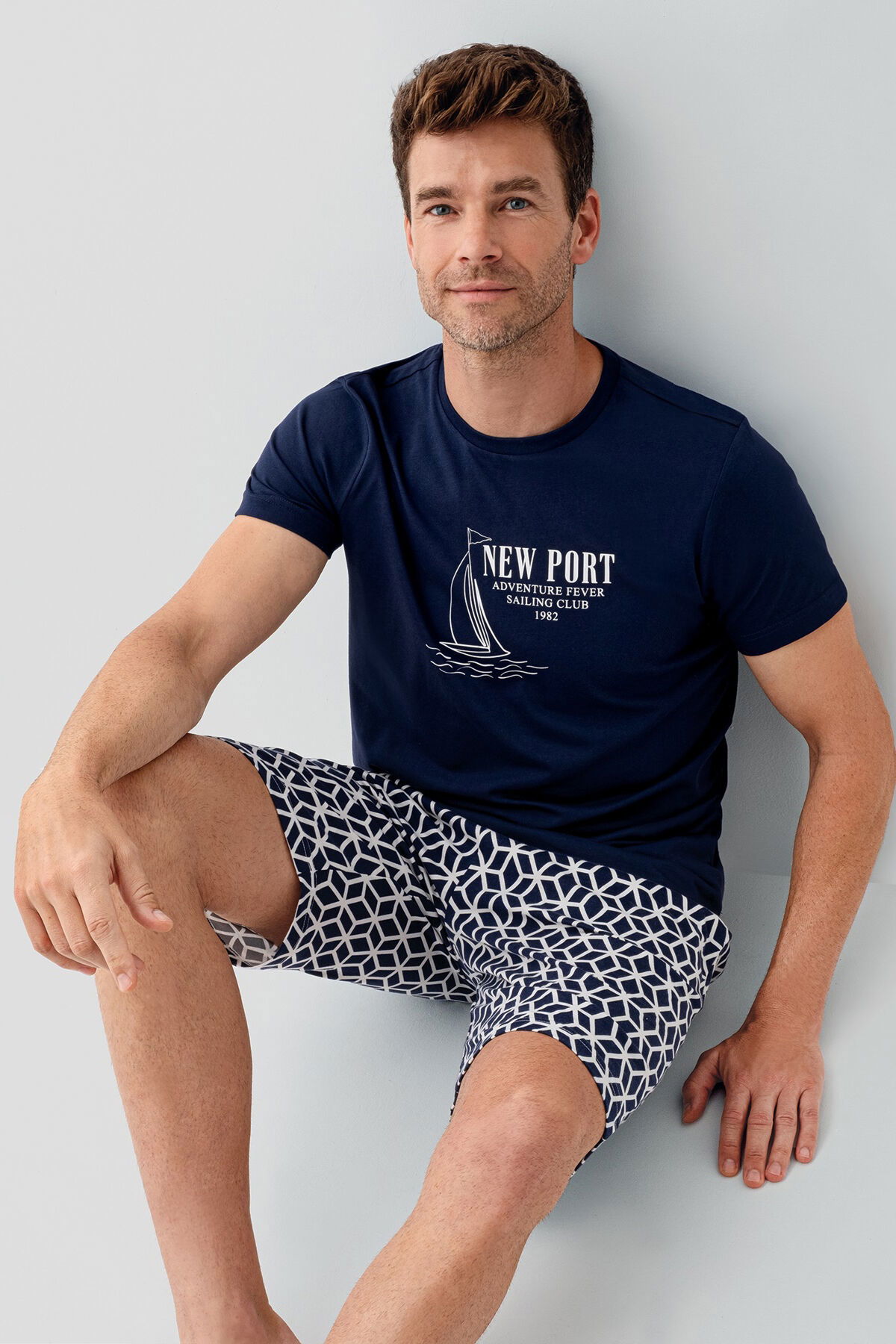 Arnetta - Arnetta Erkek Lacivert Bermuda Takım