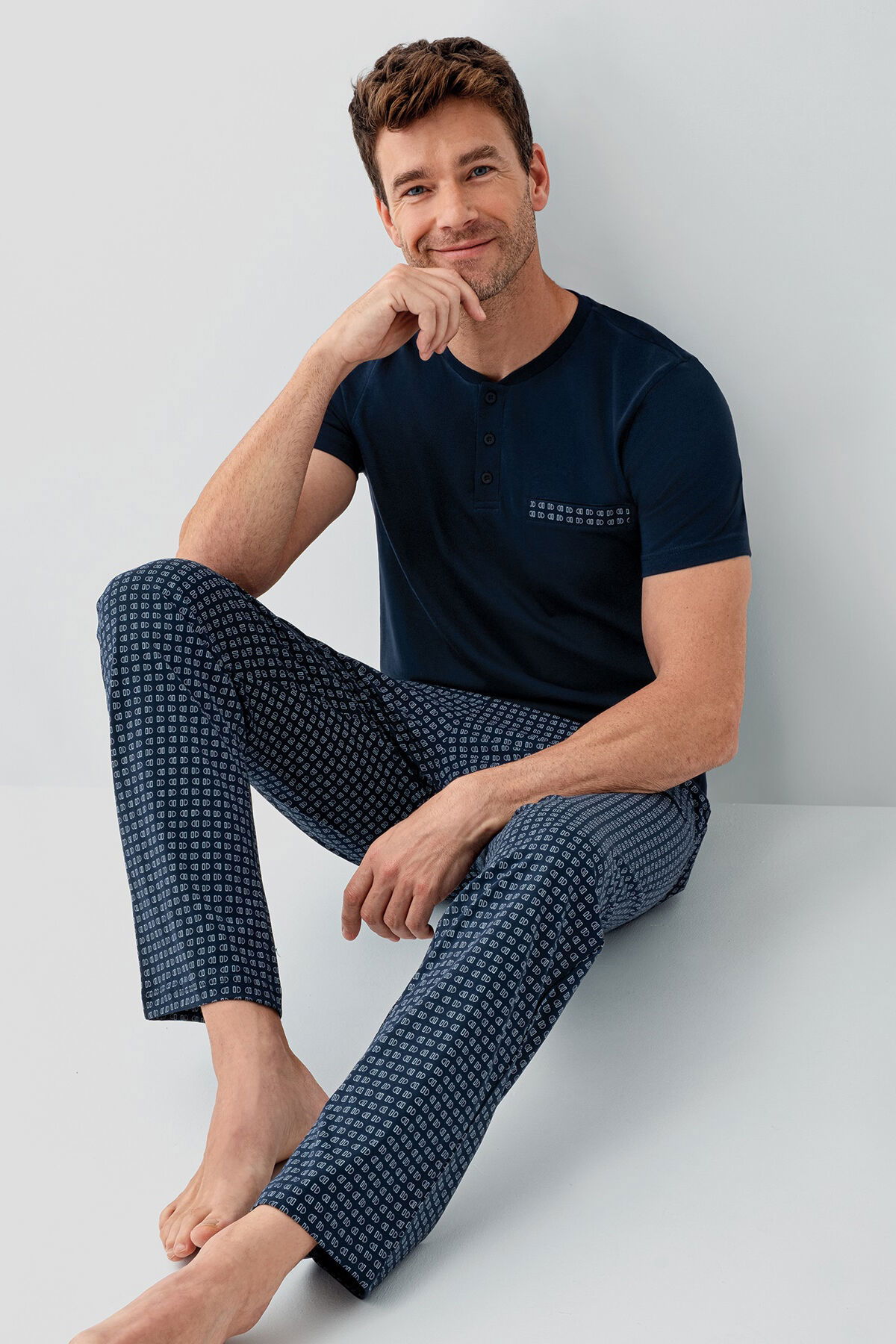 Arnetta - Arnetta Erkek Lacivert Pijama Takım