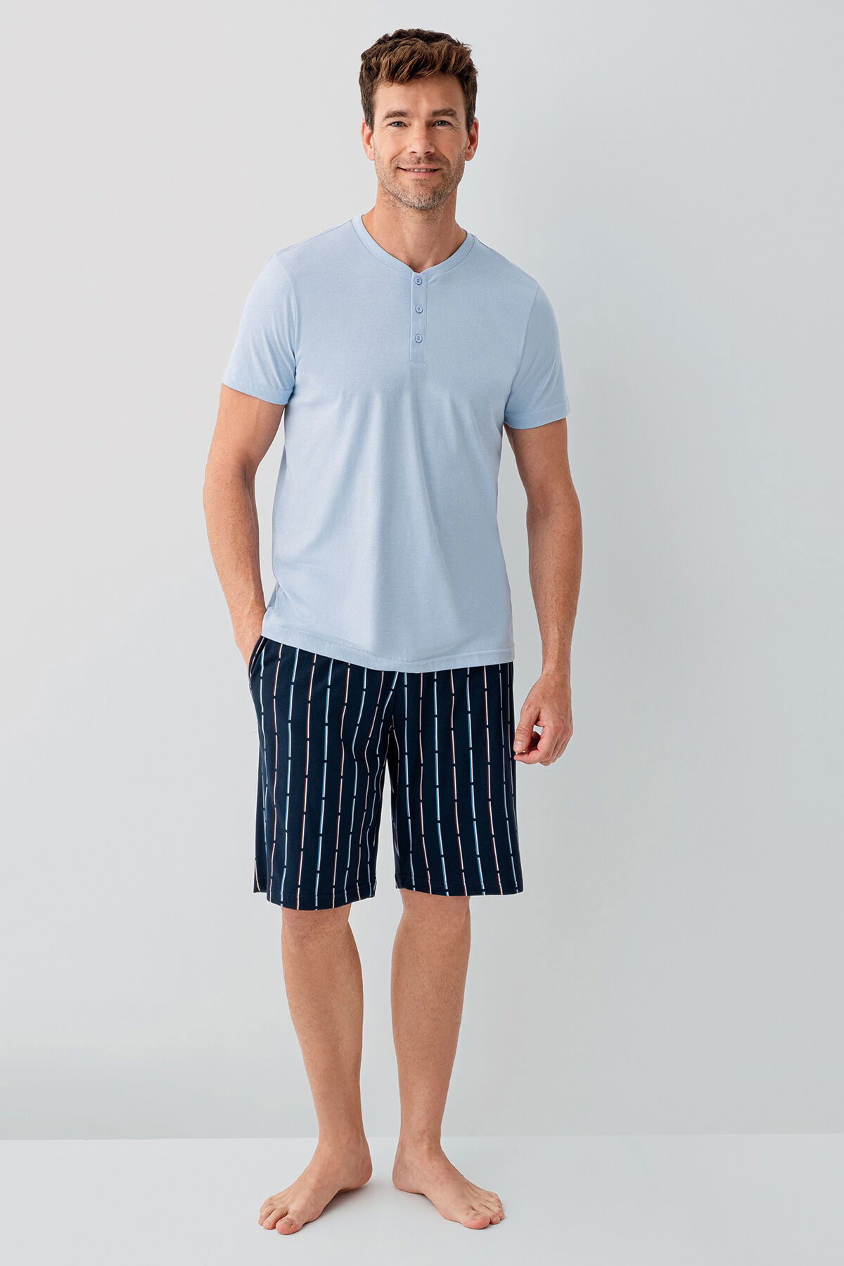 Arnetta - Arnetta Erkek Mavi Bermuda Takım (1)