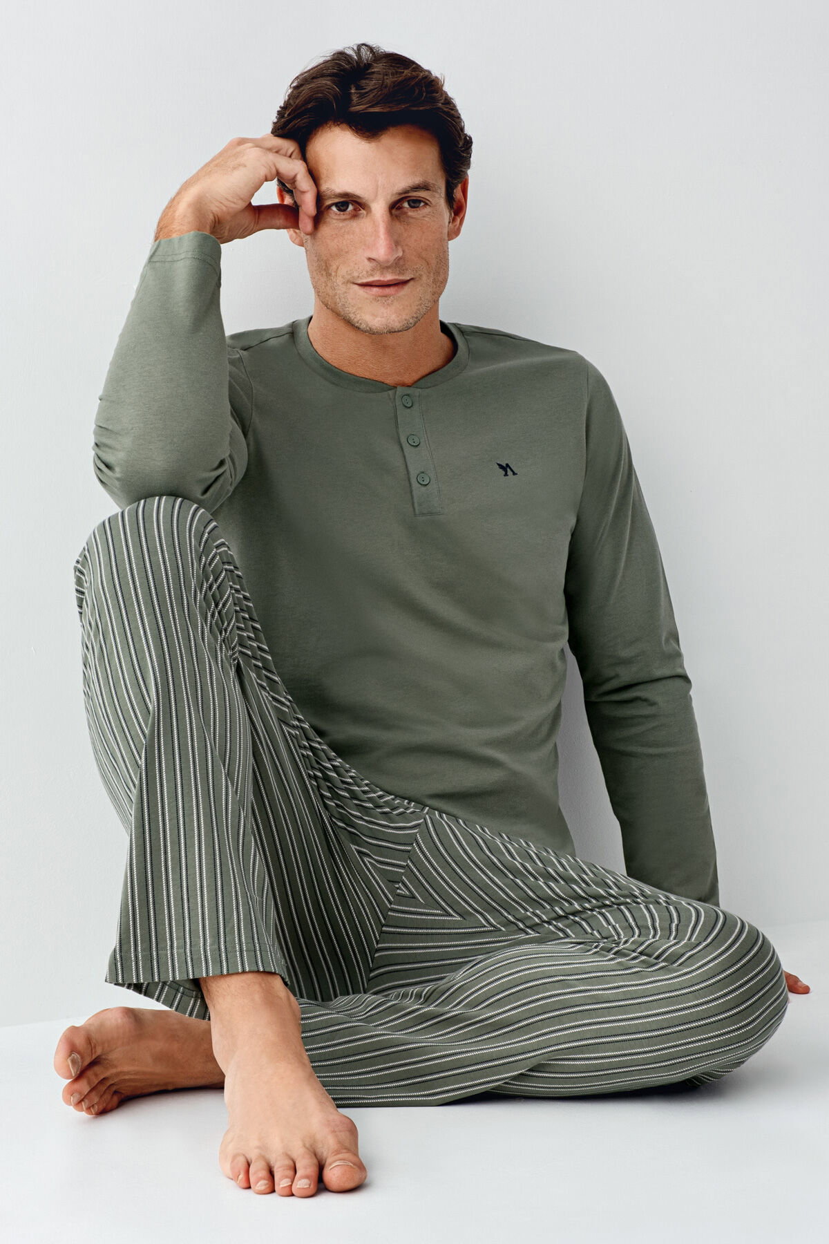 Arnetta - Arnetta Erkek Yeşil Pijama Takım