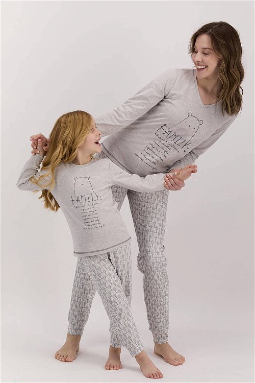 Arnetta Family Bejmelanj Kız Çocuk Uzun Kol Pijama Takımı