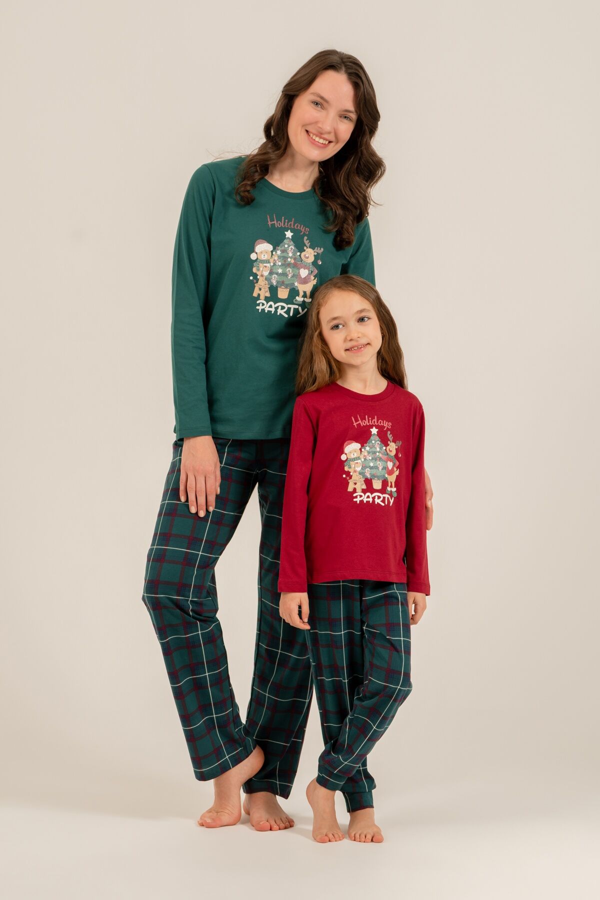 ARNETTA - Arnetta Holidays Party Anne Kız Bordo Uzun Kol Pijama Takım AR3732-A-V1