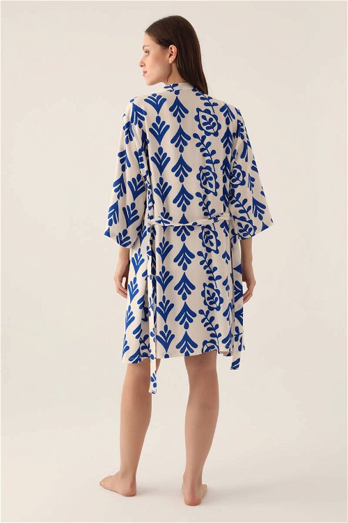 Arnetta Dressing Gown Bej Kadın 3'lü Kısa Kol Kısa Kol Pijama Takımı