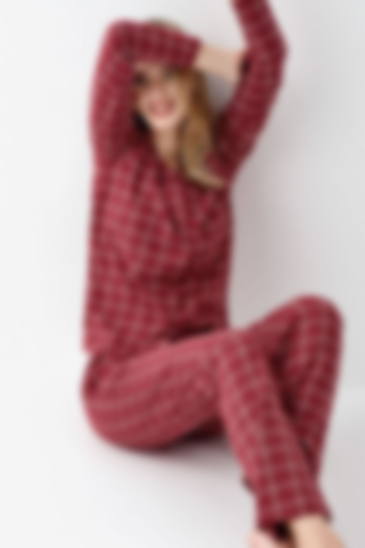 Arnetta - Arnetta Kadın Bordo Gömlek Pijama