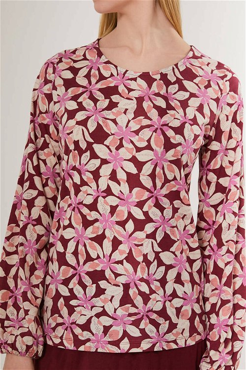 Arnetta Flowering Kahverengi Kadın Uzun Kol Pijama Takım