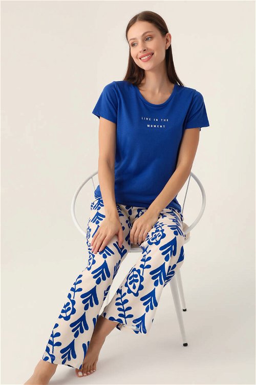 Arnetta Moment Mavi Kadın Kısa Kol Pijama Takımı