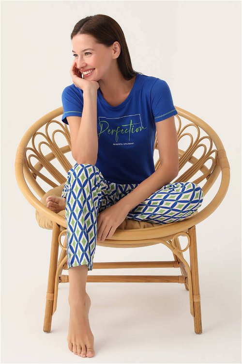 Arnetta Perfection Mavi Kadın Kısa Kol Pijama Takımı