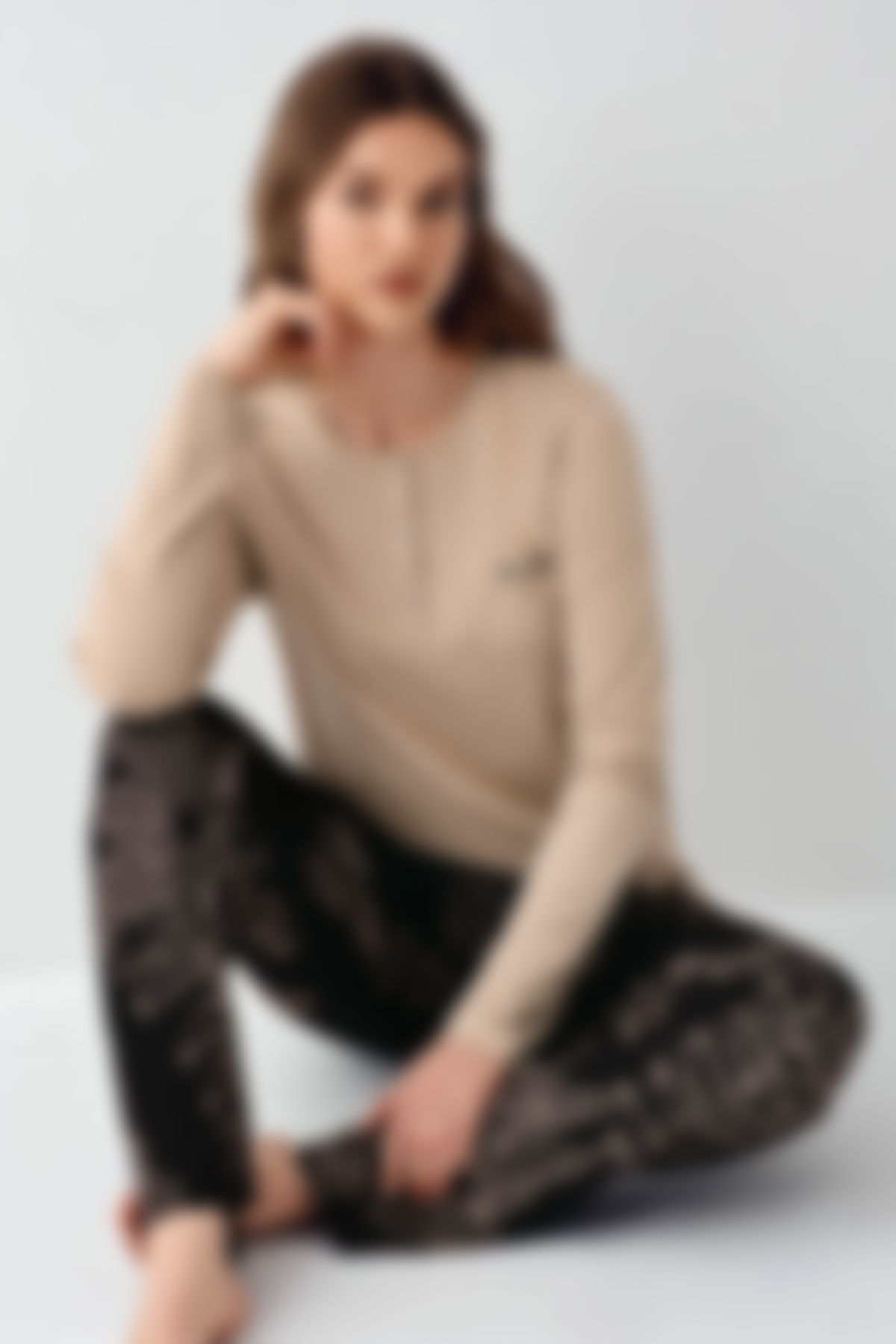 Arnetta - Arnetta Kadın Bej Pijama Takımı