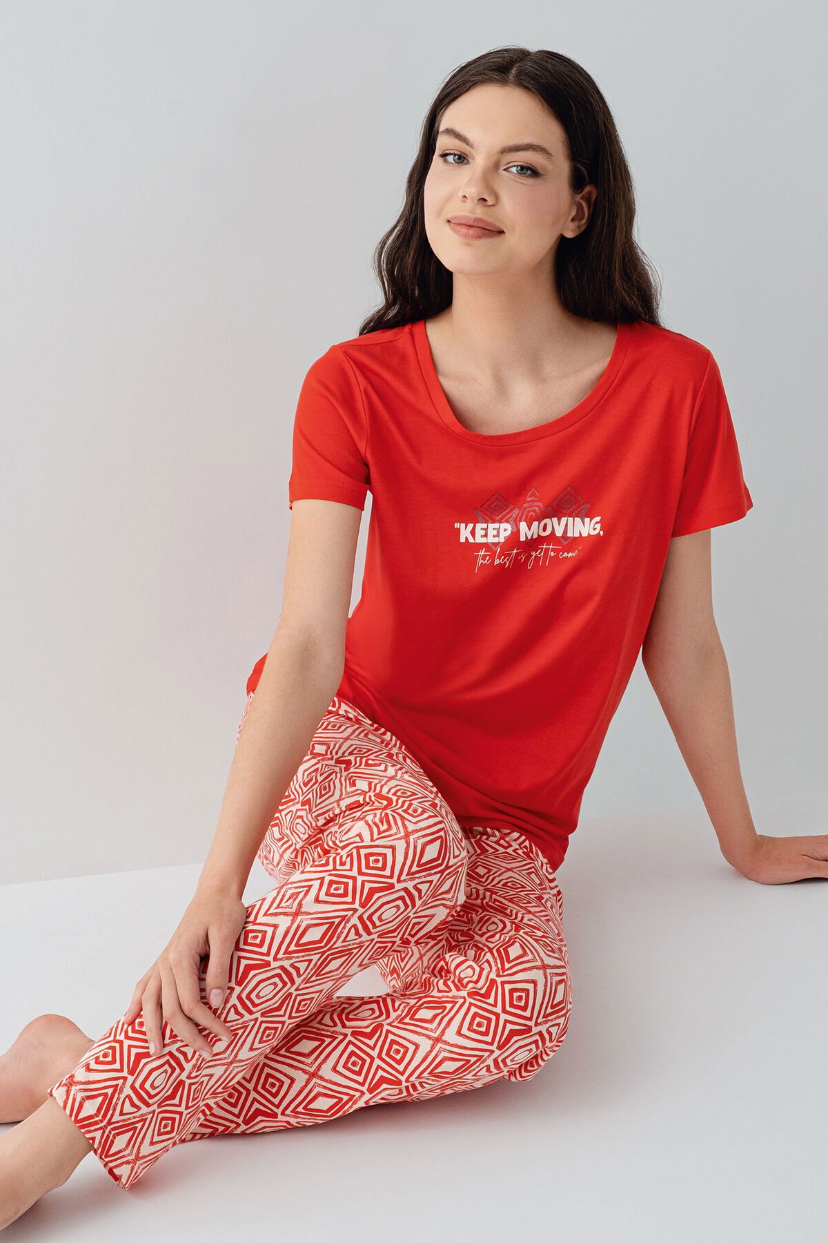 Arnetta - Arnetta Kadın Kırmızı Pijama Takım