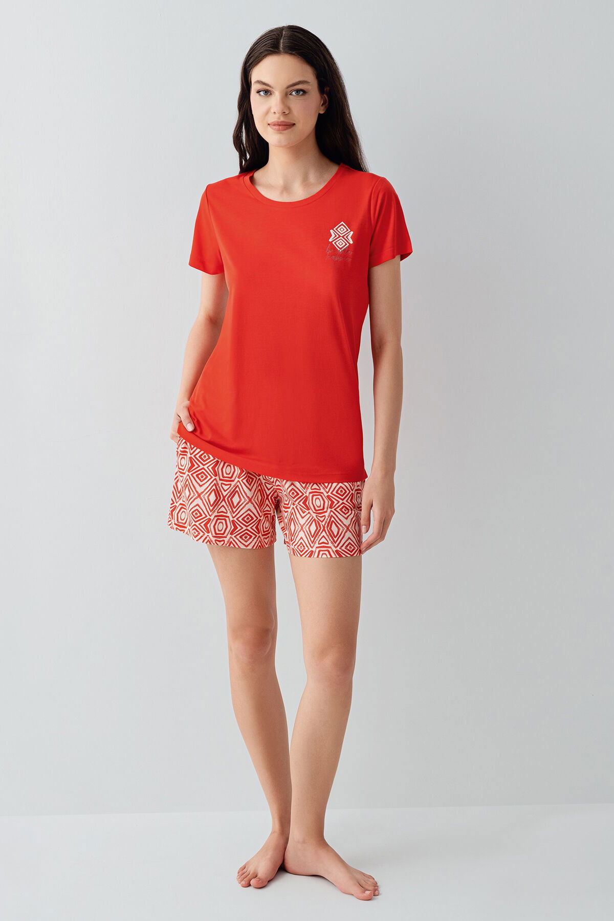 Arnetta - Arnetta Kadın Kırmızı Şort Takım (1)