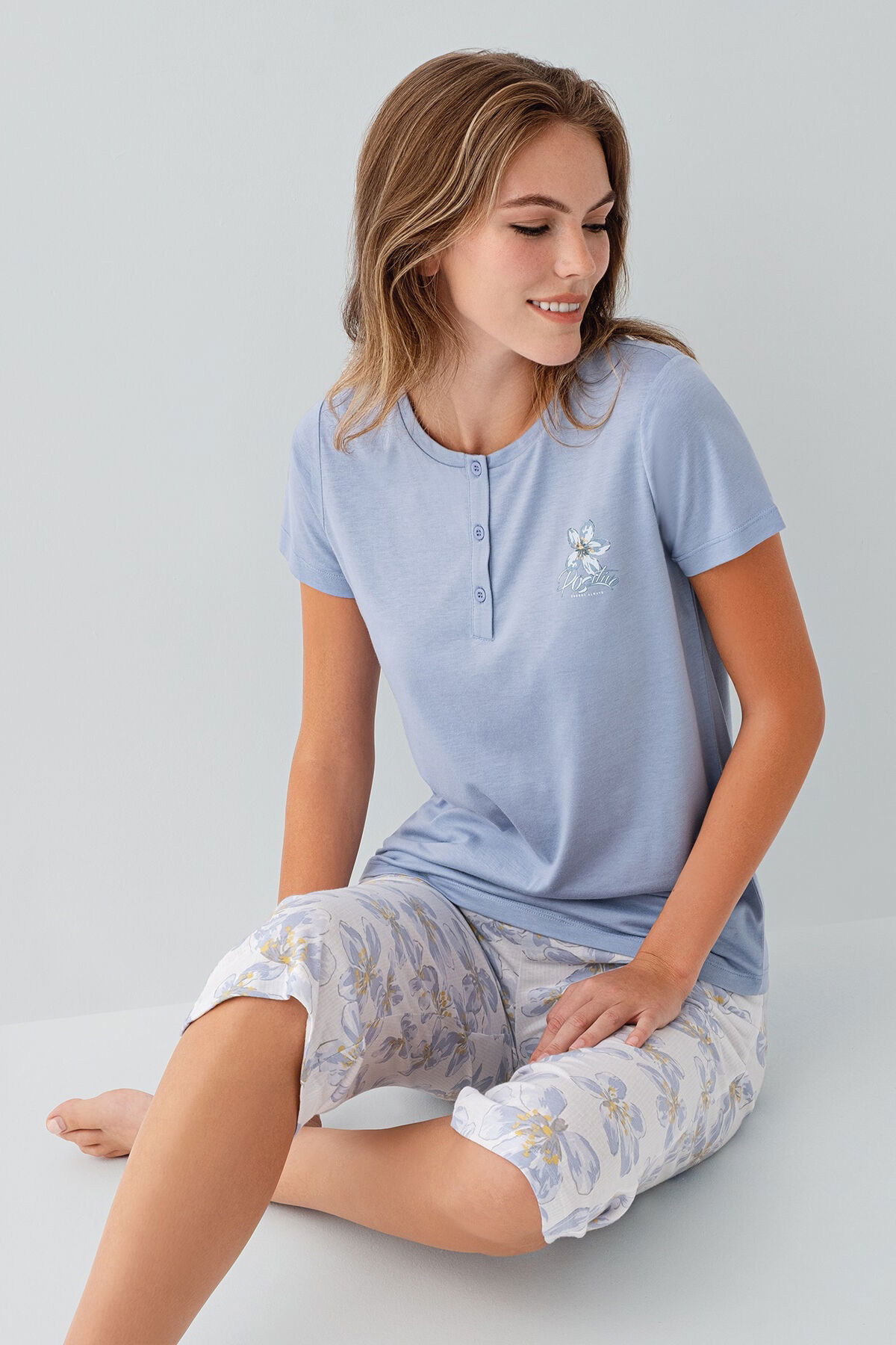 Arnetta - Arnetta Kadın Mavi Kapri Takım